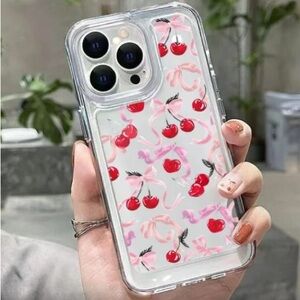 Cherry Pattern Clear Phone Case